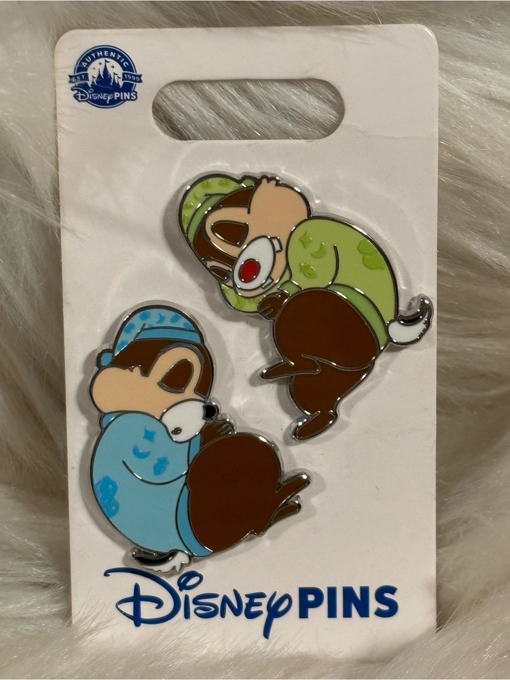 Disney Parks Sleeping Baby Chip 'N Dale Pin Set New